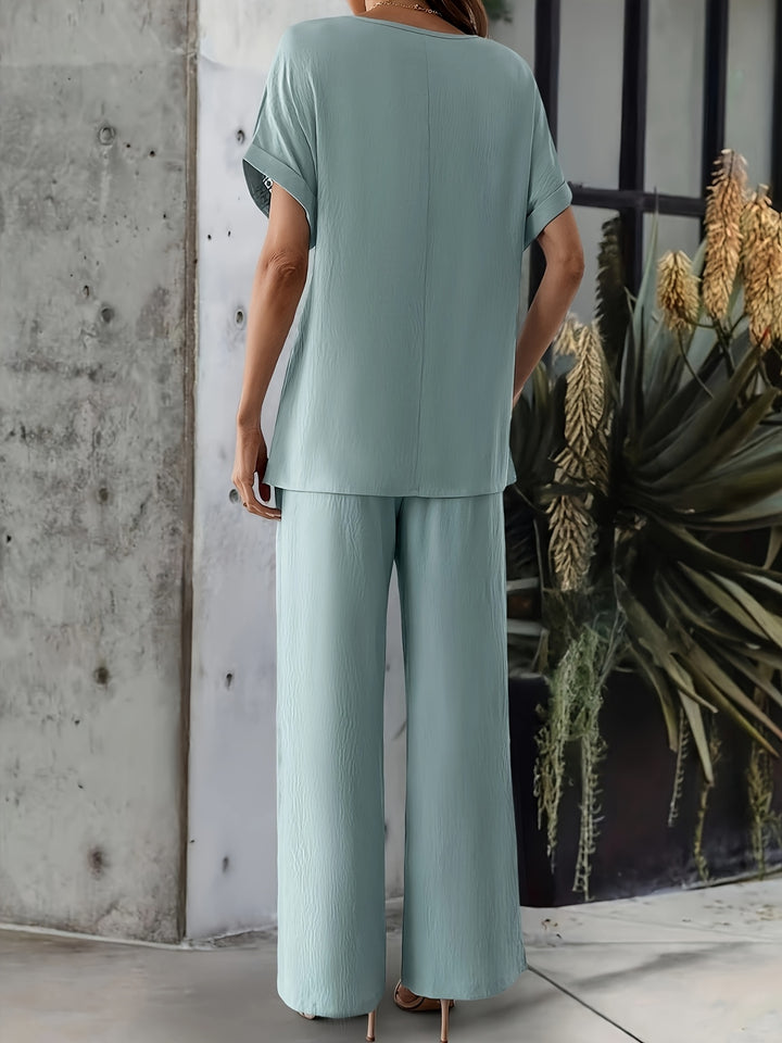 Katoenmix Top en Broek – Korte Mouwen & Zachte Stof