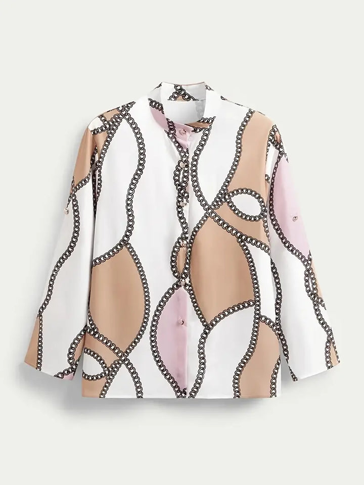 Kettingpatroon Blouse - Knopen Voor en Staande Kraag Design