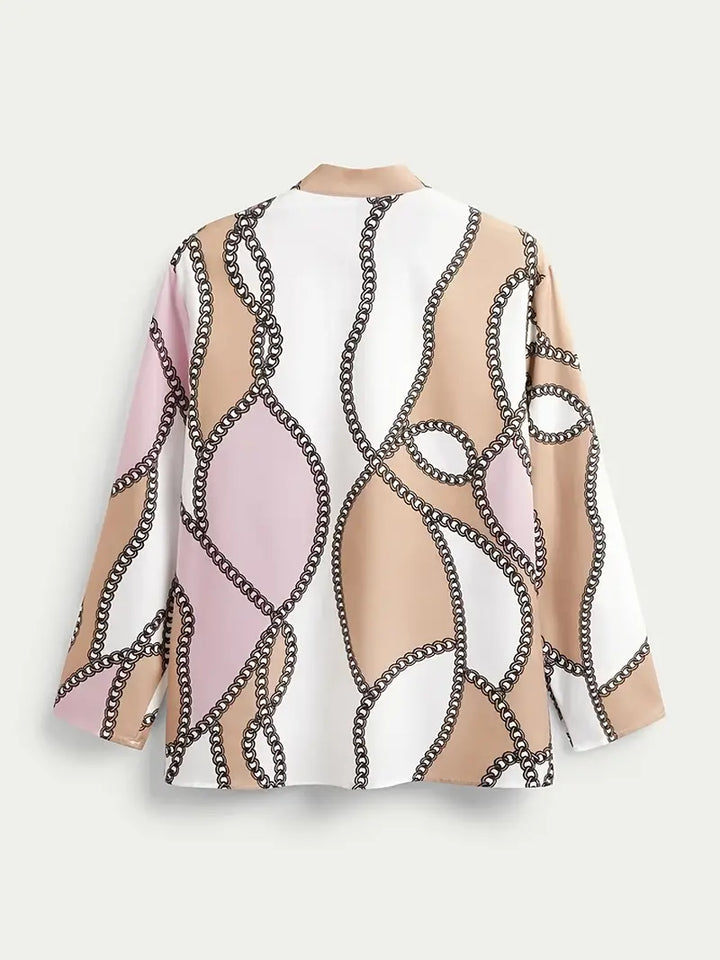Kettingpatroon Blouse - Knopen Voor en Staande Kraag Design