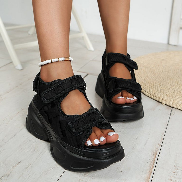 Klittenband Plateau Sandalen - Ronde Teen & Gemakkelijke Pasvorm