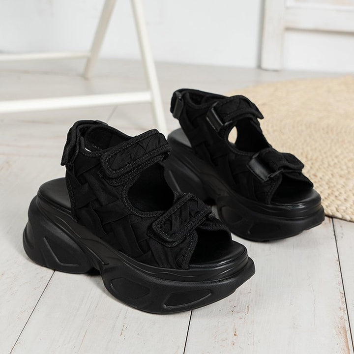Klittenband Plateau Sandalen - Ronde Teen & Gemakkelijke Pasvorm