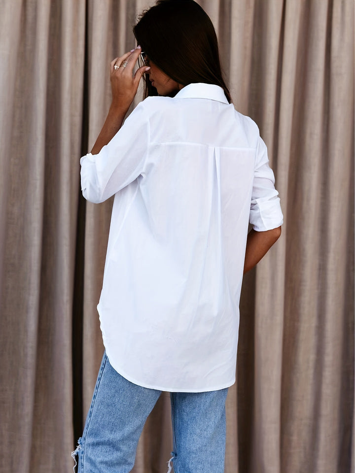 Knop Voor Shirt - Opgerolde Mouwen & Klassieke Kraag