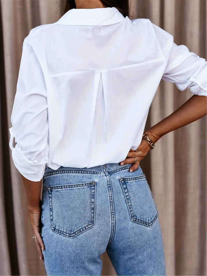 Knop Voor Shirt - Opgerolde Mouwen & Klassieke Kraag