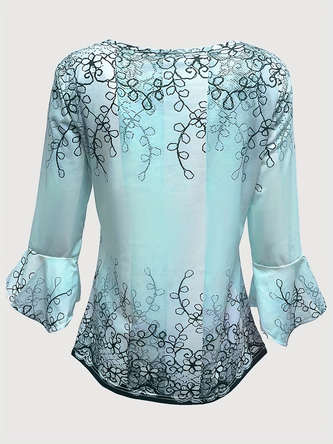 Knopen Bloemenprint Blouse - Rimpel Halve Mouwen & Casual Fit