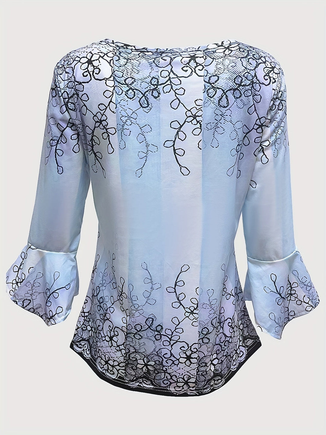Knopen Bloemenprint Blouse - Rimpel Halve Mouwen & Casual Fit