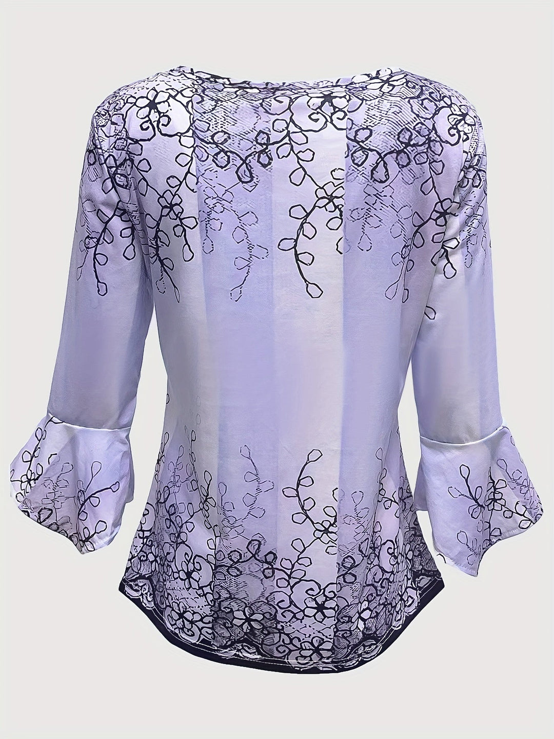 Knopen Bloemenprint Blouse - Rimpel Halve Mouwen & Casual Fit