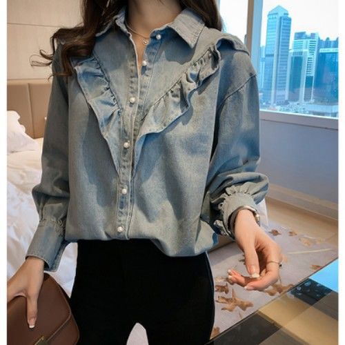 Korean Style Sweet Ruffle Shirt – Ademend Materiaal & Flexibele Pasvorm