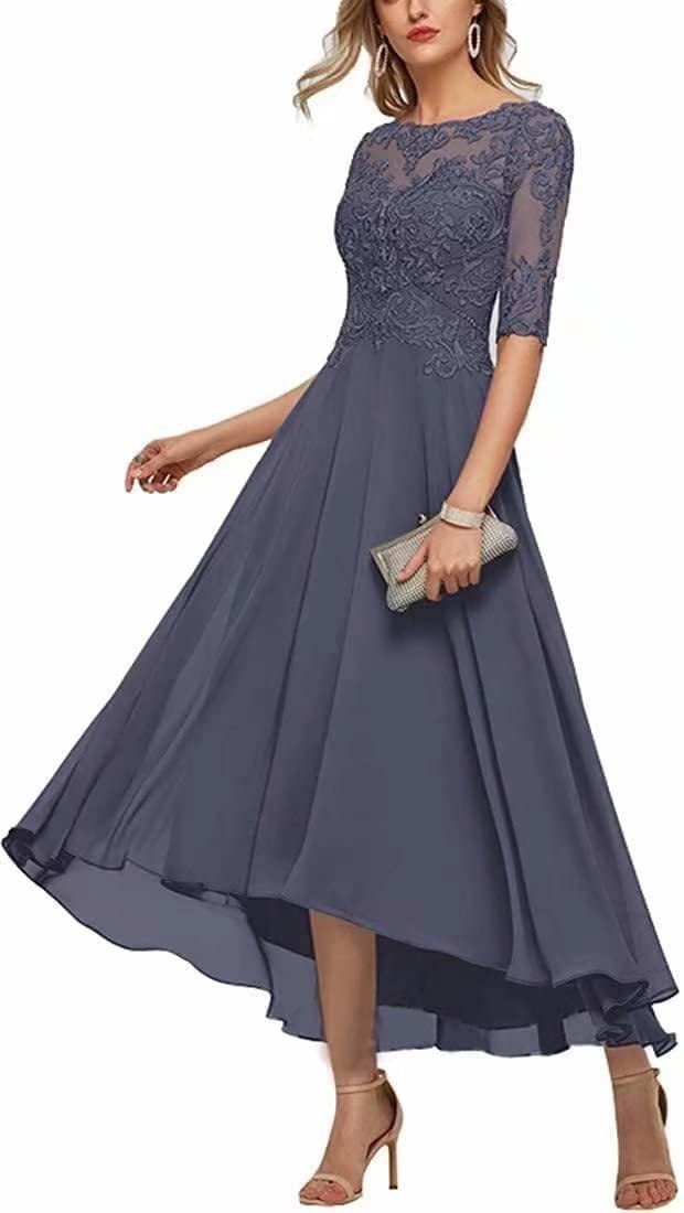 Lace Applique Jurk – Halve Mouwen & Gemakkelijke Pasvorm