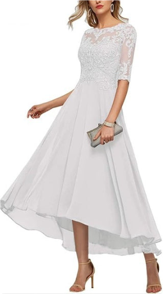 Lace Applique Jurk – Halve Mouwen & Gemakkelijke Pasvorm