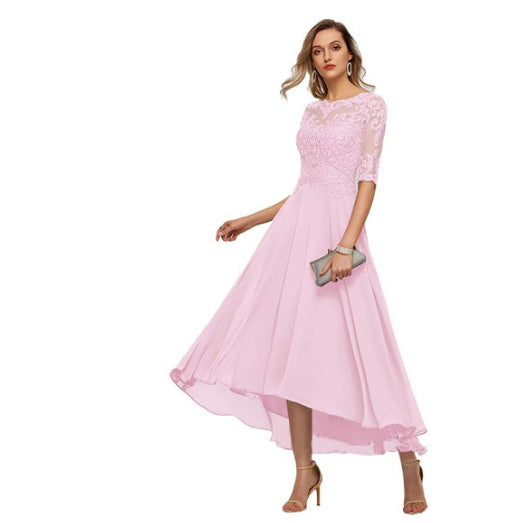 Lace Applique Jurk – Halve Mouwen & Gemakkelijke Pasvorm