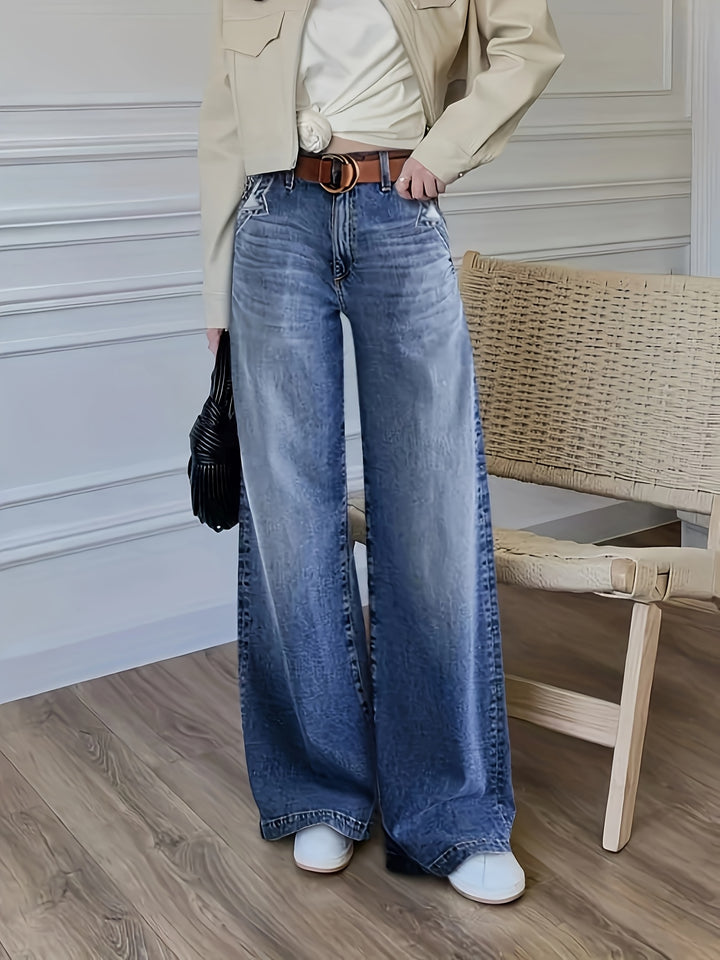 Lange Jeans – Katoenmix Met Uitlopende Pijpen Voor Bewegen