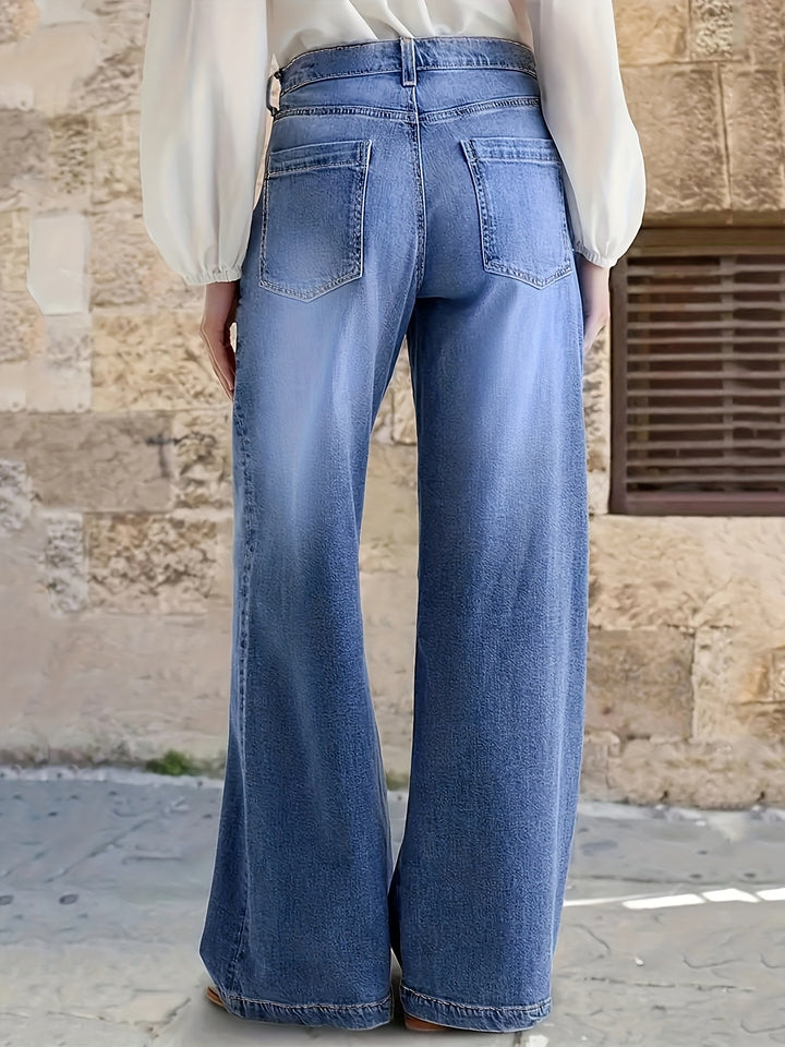 Lange Jeans – Katoenmix Met Uitlopende Pijpen Voor Bewegen