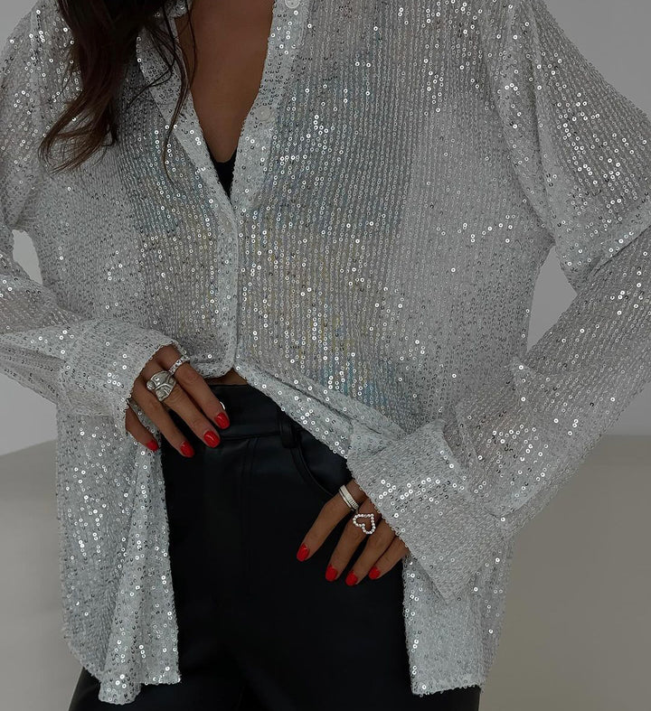Lange Mouwen Shirt – Sequins & Flexibele Pasvorm