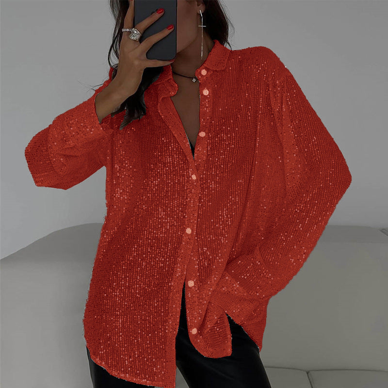 Lange Mouwen Shirt – Sequins & Flexibele Pasvorm
