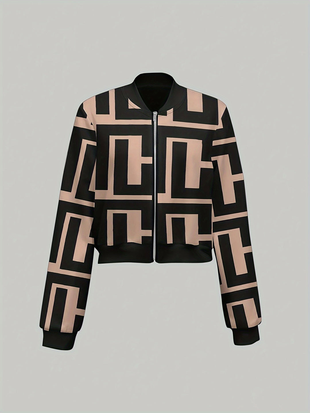 Lichtgewicht bomberjack met geometrische print - Zip-Up & Machinewasbaar