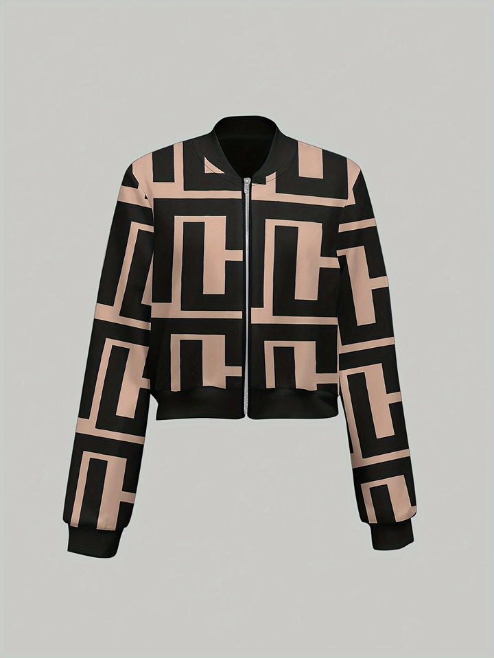 Lichtgewicht bomberjack met geometrische print - Zip-Up & Machinewasbaar
