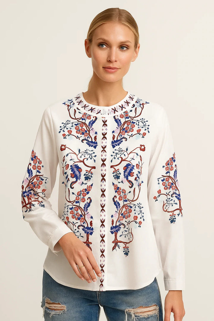 Lindsey - Casual blouse met etnisch borduursel