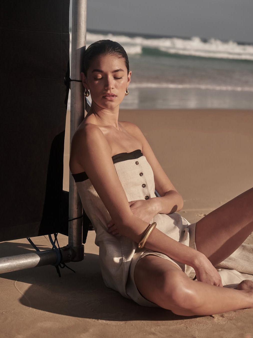 Linnen Bandeau Set – Lange Top & Comfortabele Shorts