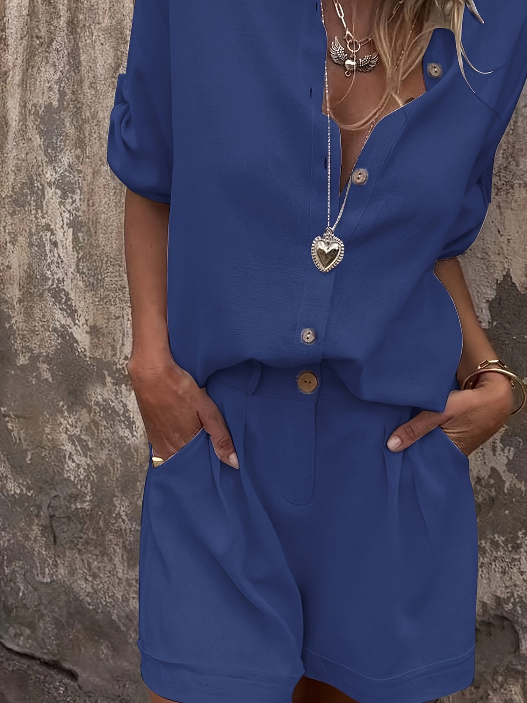 Linnenmix Set – Oversized Shirt & Hoge Taille Shorts