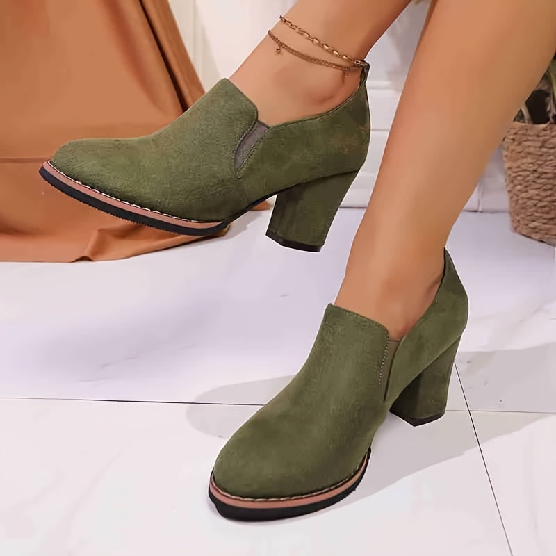 Loafers - Blokhak Middelhak & Afgeronde Neus Stevige Zool