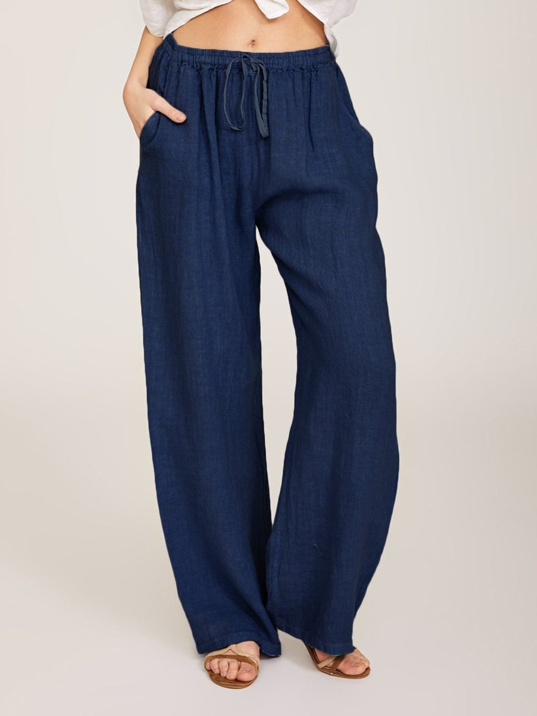 Losse broek met trekkoord en zakken