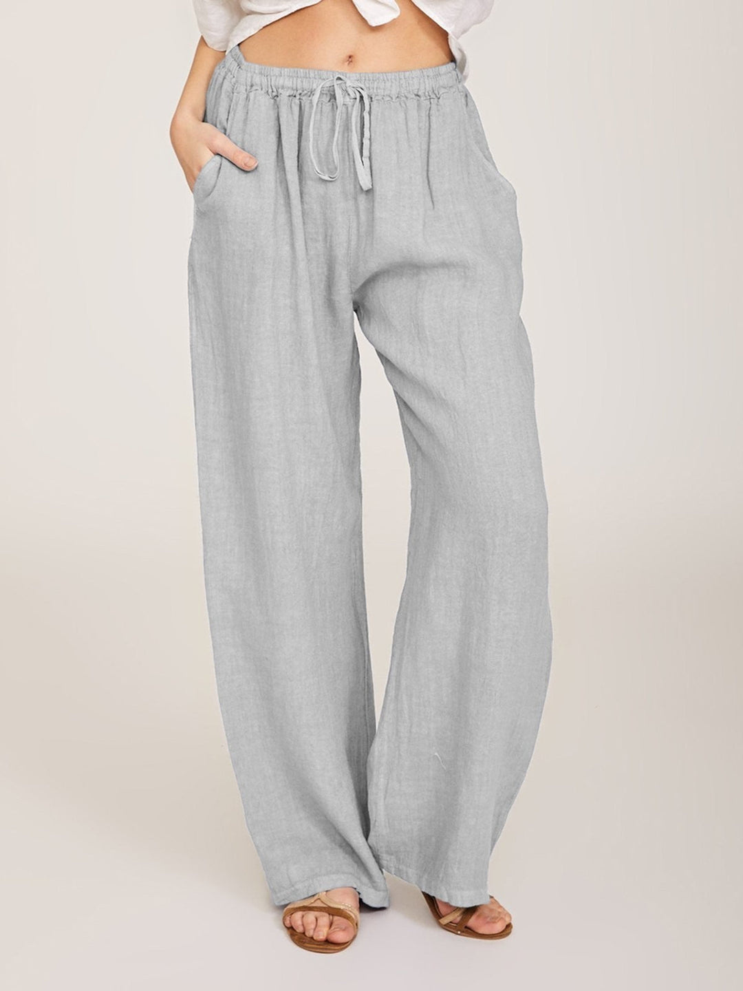 Losse broek met trekkoord en zakken