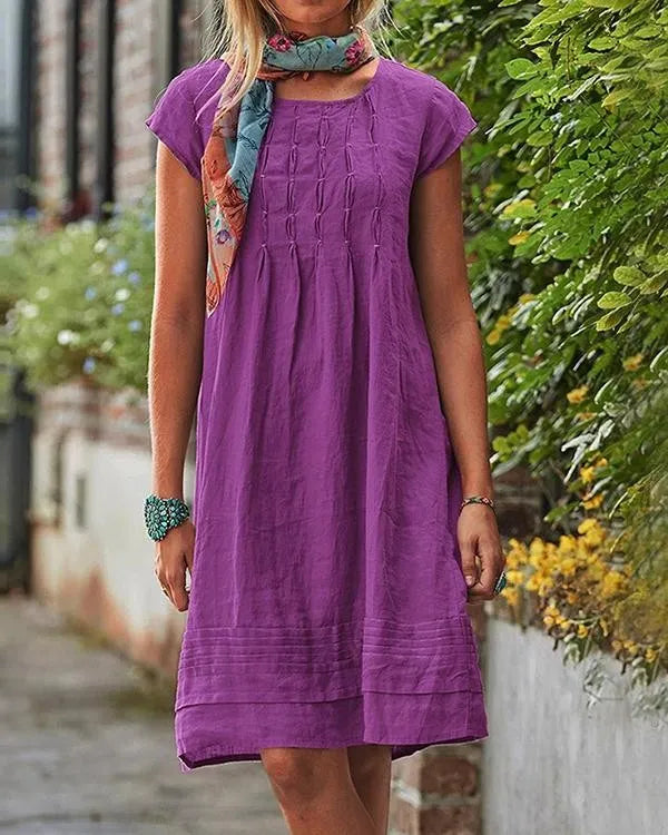 Maisie - Casual vintage effen linnen jurken voor dames