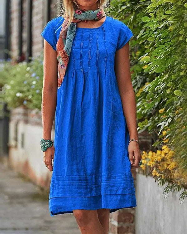 Maisie - Casual vintage effen linnen jurken voor dames