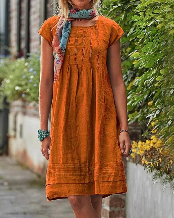 Maisie - Casual vintage effen linnen jurken voor dames