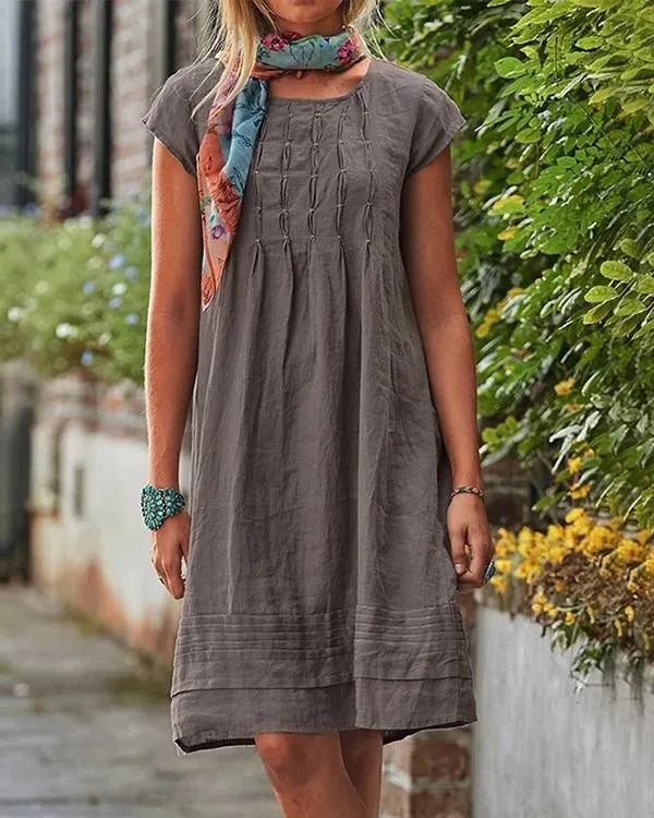 Maisie - Casual vintage effen linnen jurken voor dames
