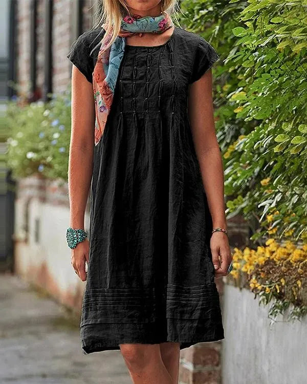 Maisie - Casual vintage effen linnen jurken voor dames