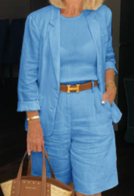 Margaret - Elegante linnen damesshort en blazer