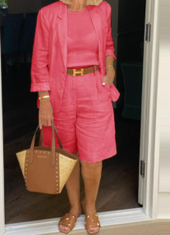 Margaret - Elegante linnen damesshort en blazer