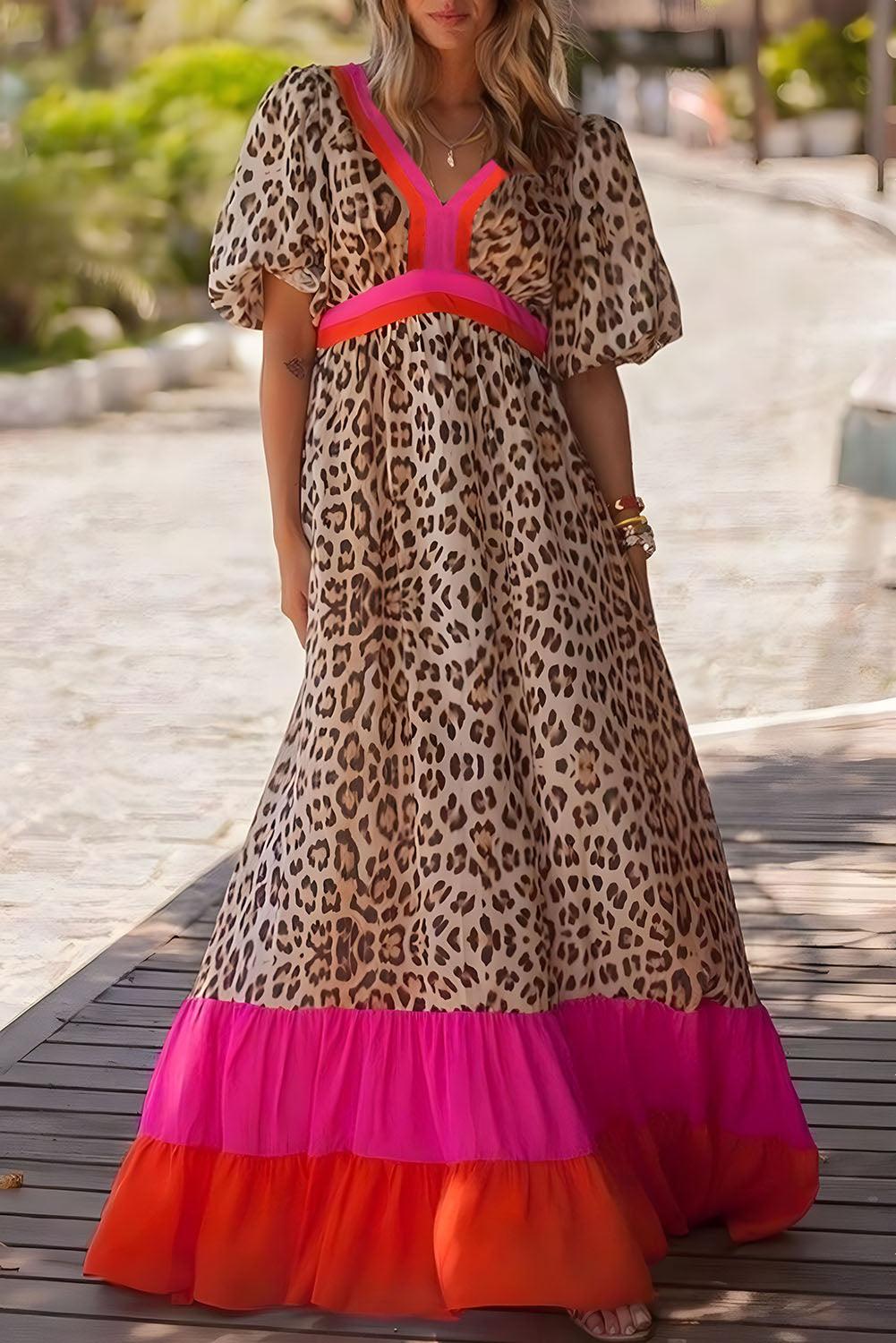 Maxi Jurk - Luipaardprint & Vloeiende Silhouette