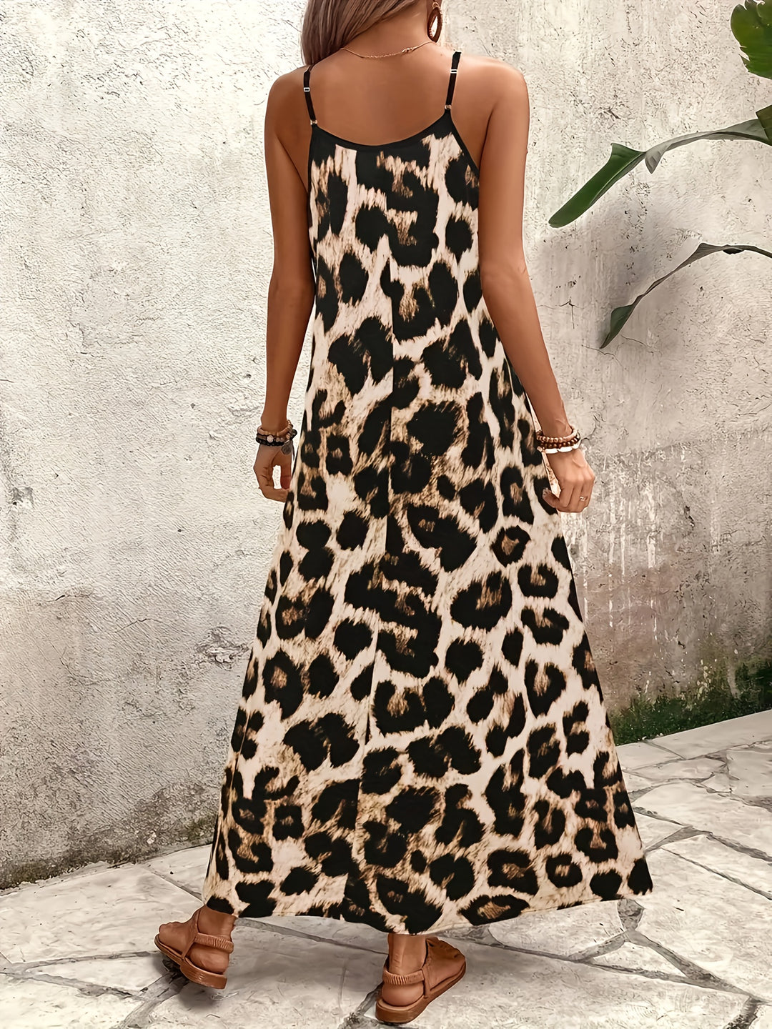 Maxi Jurk - Luipaardprint met V-Halslijn & Ademend Materiaal