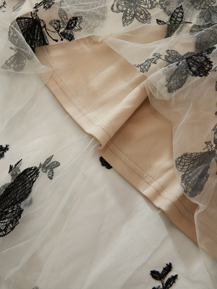 Maxi Jurk - Rok van Mesh met Vlinderpatroon