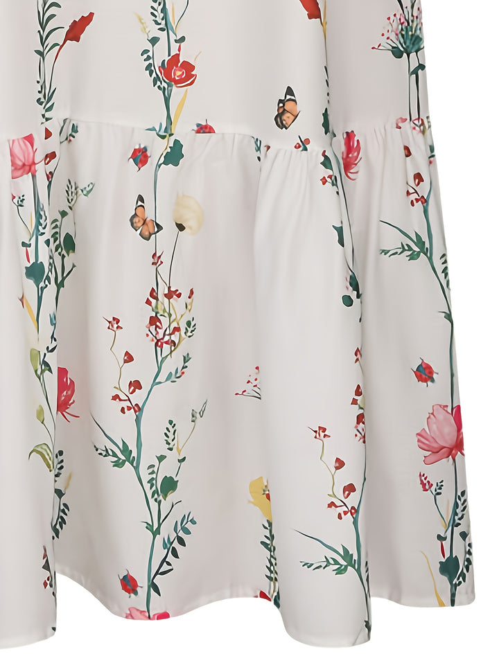 Maxi Jurk – V Hals & Ruches Met Bloemenprint