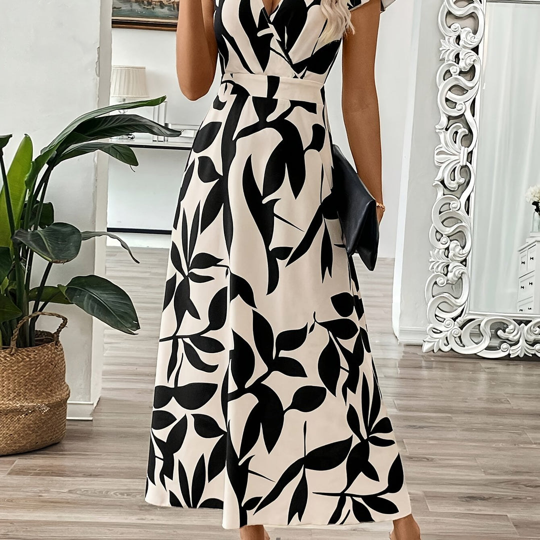 Maxi Jurk – V-hals & A-lijn Vorm Met Bloemenprint