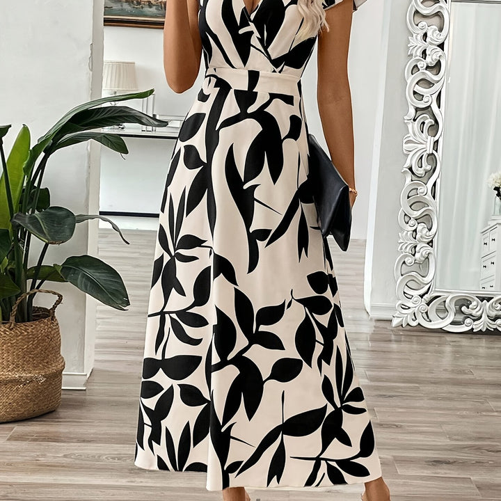 Maxi Jurk – V-hals & A-lijn Vorm Met Bloemenprint