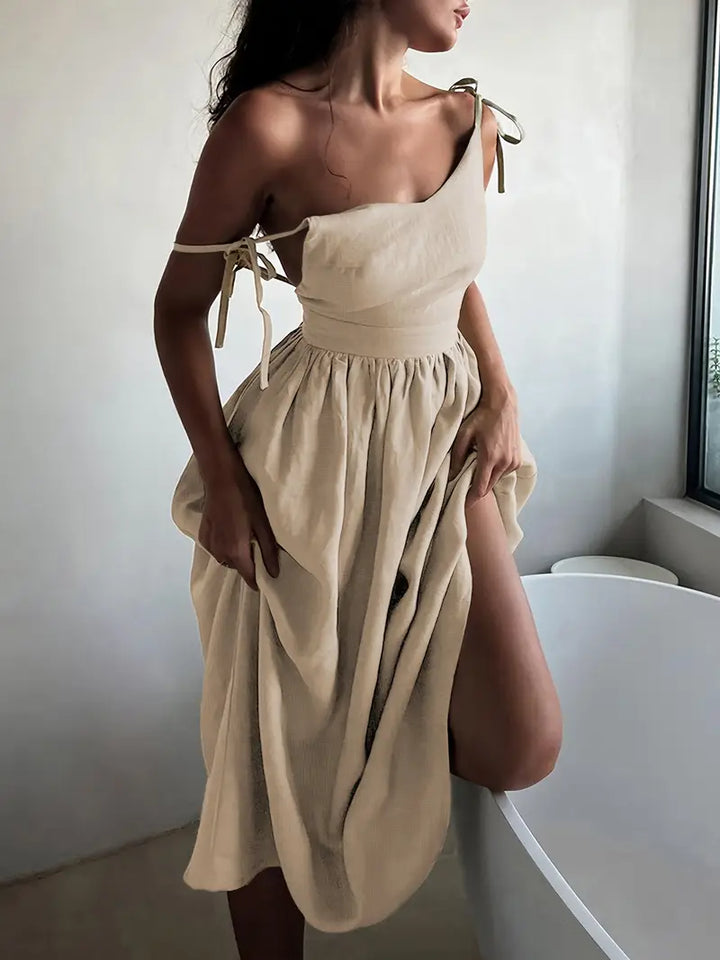 Maxi-Jurk - V-hals en Elastische Tailleband & Fijne Pasvorm