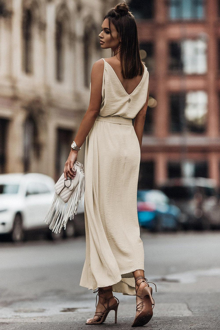 Maxi-Jurk - V-hals en Elastische Tailleband & Fijne Pasvorm