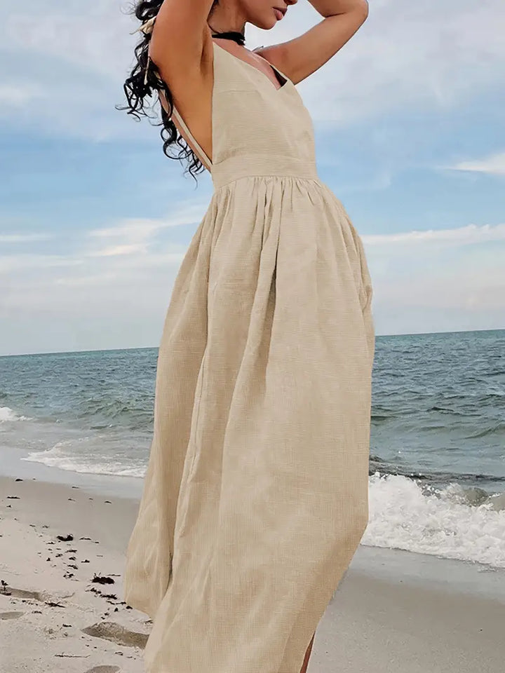 Maxi-Jurk - V-hals en Elastische Tailleband & Fijne Pasvorm