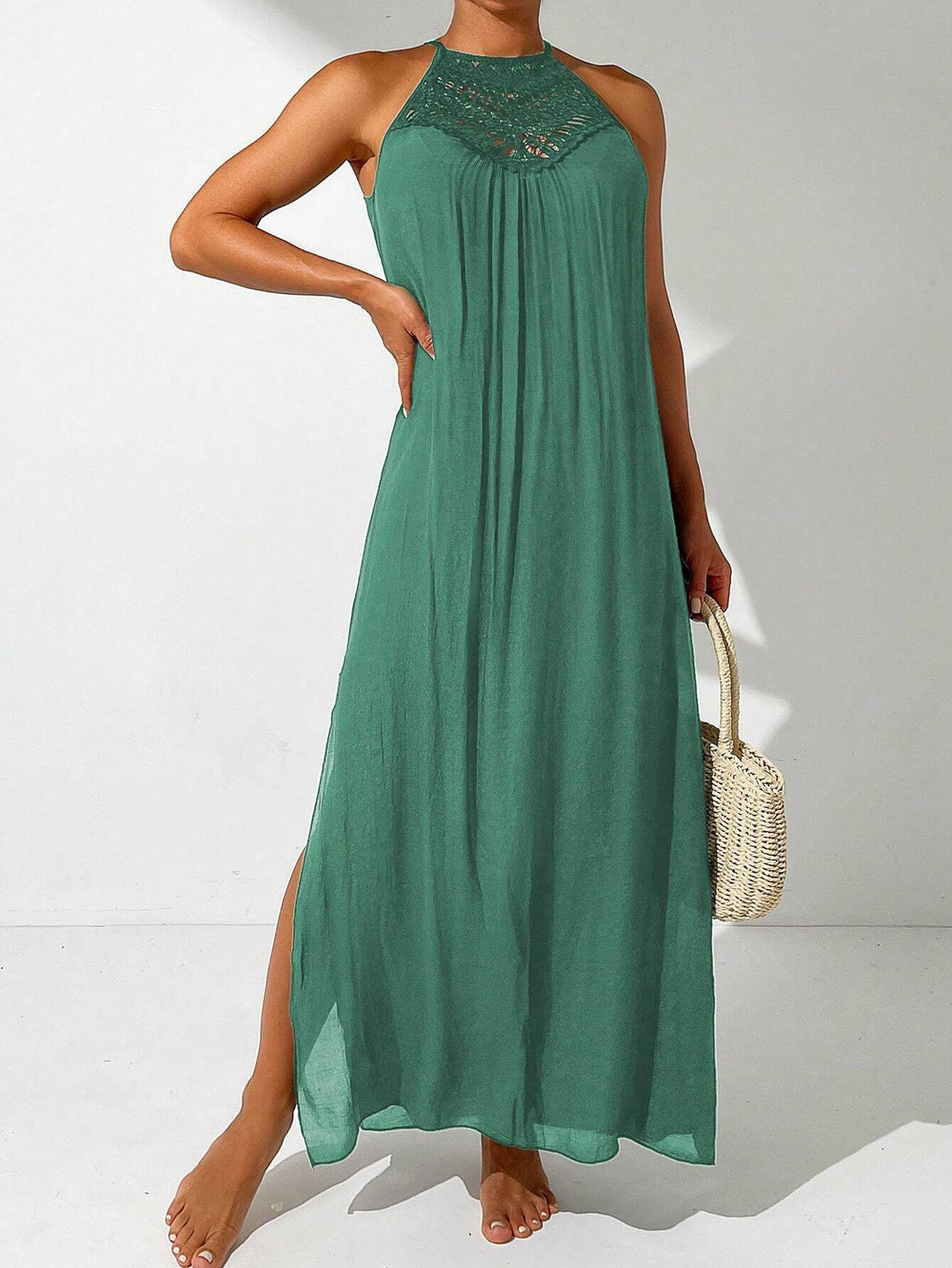 Maxi Jurk – Zijsplitten & Halterneck Ontwerp