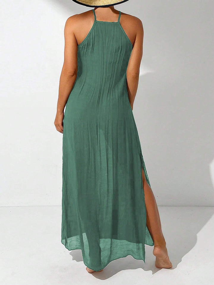 Maxi Jurk – Zijsplitten & Halterneck Ontwerp