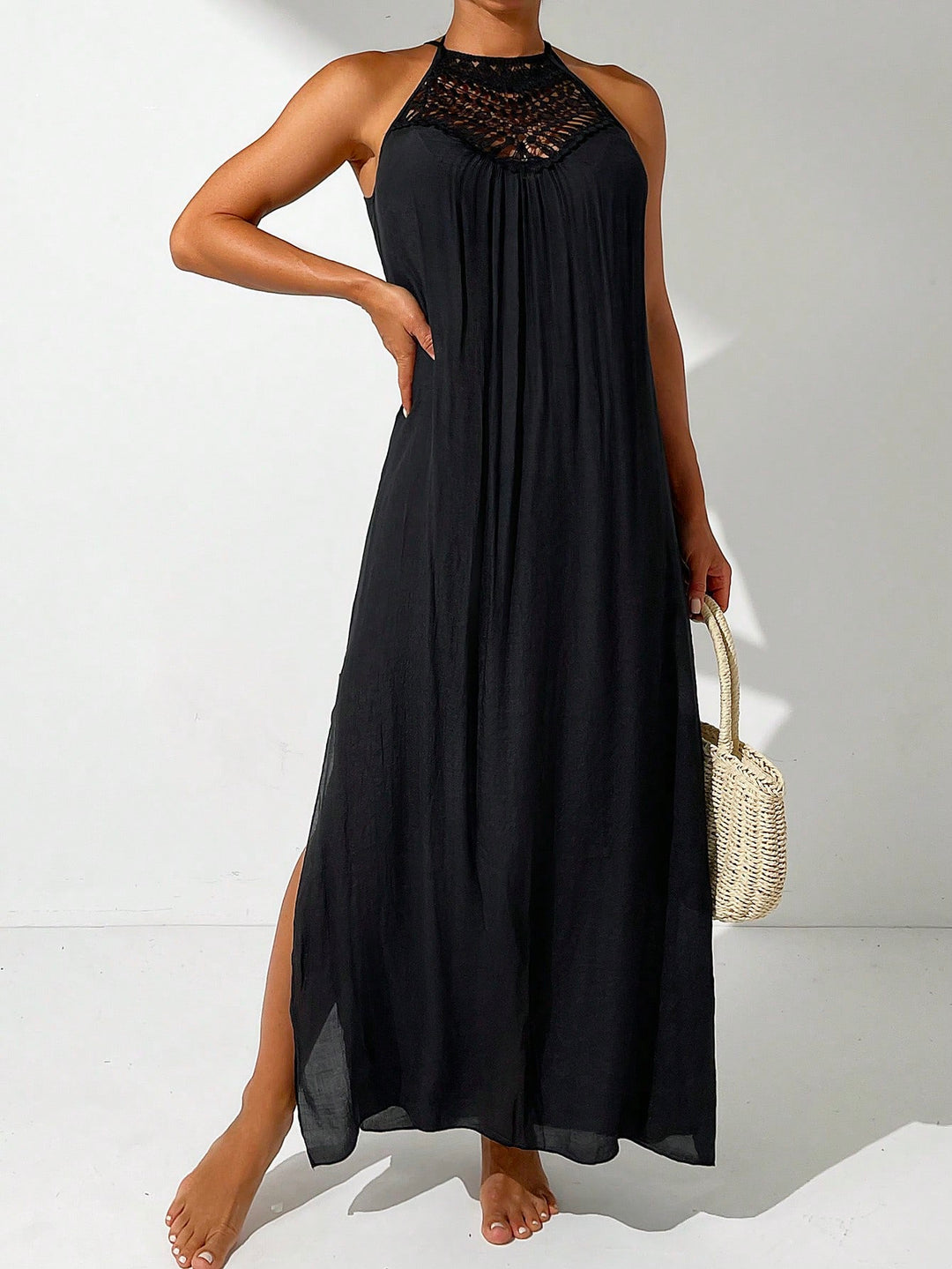Maxi Jurk – Zijsplitten & Halterneck Ontwerp