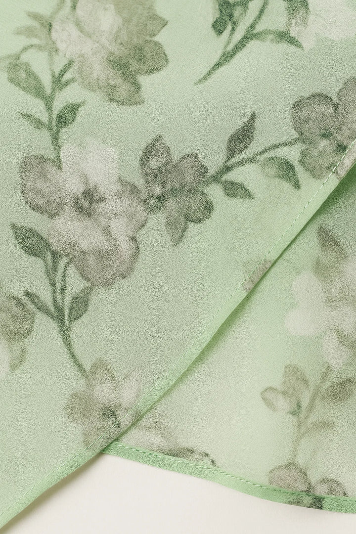 Maxi-jurk - Bloemen Chiffon Ontwerp & Rimpelzoom