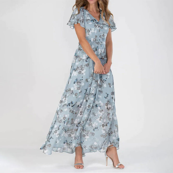 Maxi-jurk - Bloemen Chiffon Ontwerp & Rimpelzoom