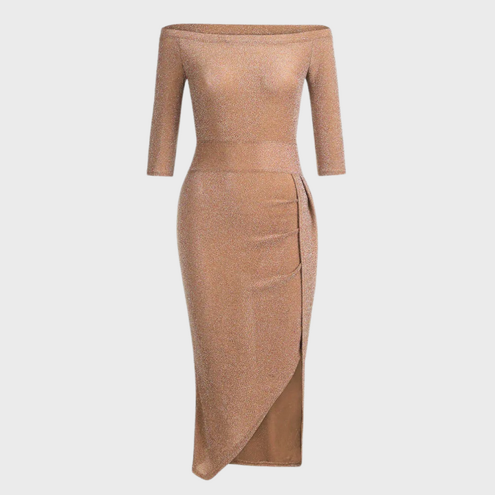 Maxi-jurk - Off-Shoulder Ontwerp & Hoge Split Functionaliteit