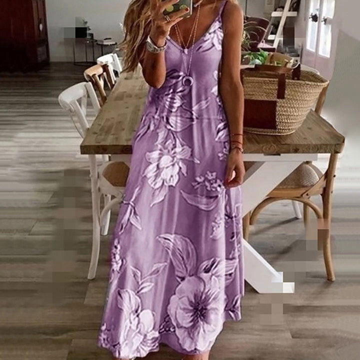 Maxi-jurk - V-hals & Bloemenprint Ontwerp met Ademend Materiaal