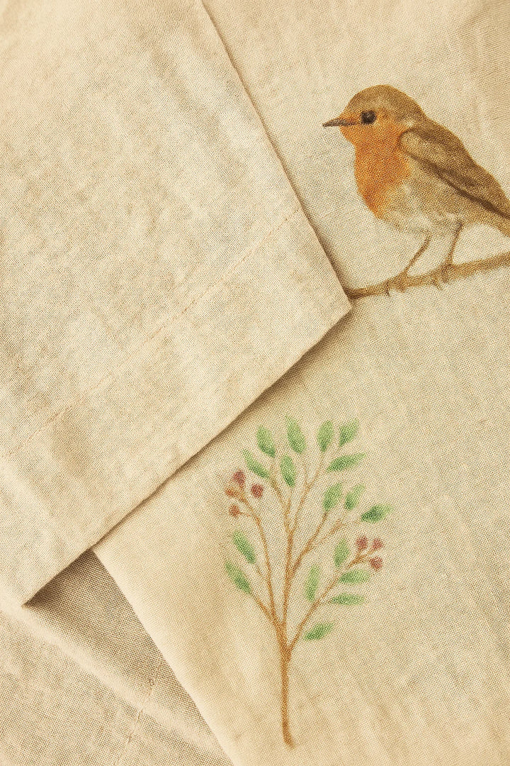 Mel - Soepel Vallende Damesjurk met Robin Takken en Vogelmotief